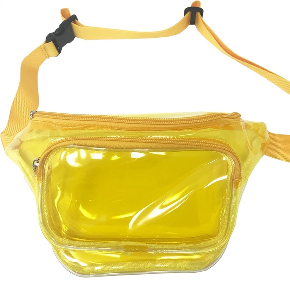 Clear Fanny Pack Polyurethane Mini Bag w 3 zipper - Picture 2 of 3